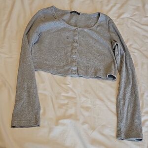 Gray Long Sleeve Crop Top Size L
